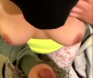 Horny hijabi taking cum on tits
