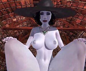 POV rucha się z gorącą wampirzycą mamuśką Damy Dimitrescu w ciemnej seksie. mieszkaniec złej wioski 3d hentai.