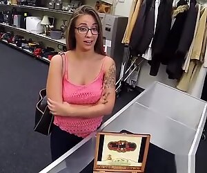 Latina babe Layla London fucks a horny pawnman for quick cash
