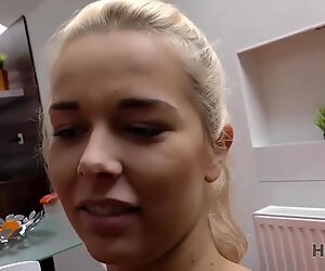 HUNT4K. Hunter calms down fighting couple and fucks adorable blonde