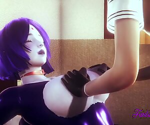 3d seksualiserte karakterer - raven boobjob and fingering - japansk manga anime porno